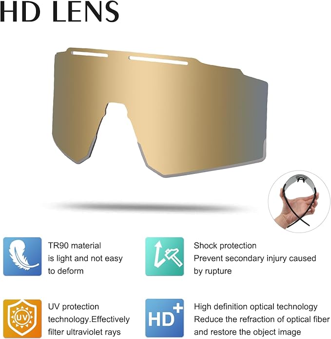 OULAIQI Cycling Sunglasses Polarized Sunglasses for Cycling Men Women with 1 Lens or 3 Interchangeable Lens Baseball Glasses
