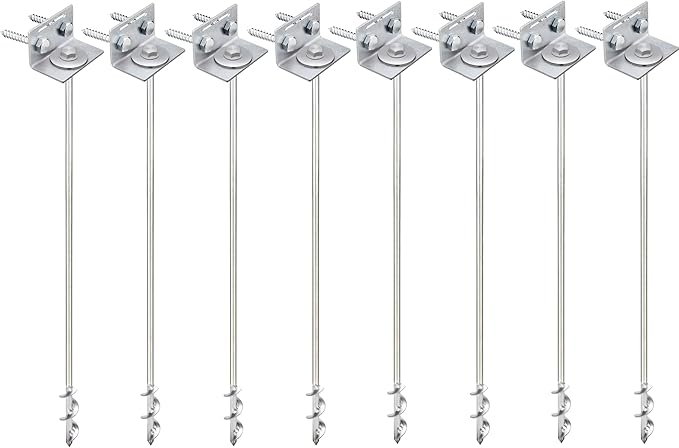 Ground Anchors Screw In - 24" Set of 4,6,8 with Brackets and Drill Bit - Earth Anchors - Mobile Home Anchors - Storage Shed Anchor Kit - Swing Set Anchors for Metal Swing Set - Playset Anchors - Ties