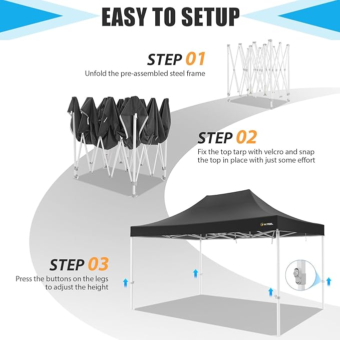 HOTEEL 10x15 Heavy Duty Pop Up Canopy Tent for Parties Event Wedding Commercial Instant Canopy Portable Shelter Folding with Roller Bag, Waterproof UV Resistant, Upgraded Thick Hexagonal Legs, Black