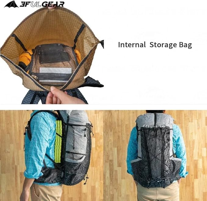 3F UL GEAR QiDian Pro UL 46+10L Backpack Outdoor Climbing Bag Camping Hiking Bags UHMWPE ultralight (Khaki)