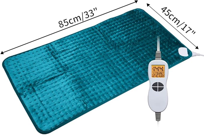 Ambershine 17''x33'' XXXL King Size Heating Pad with 12 Temperature Settings & 4 Auto-Off Countdown Timers, Pain Relief for Back/Neck/Shoulders/Abdomen/Legs, Christmas Gifts for mom dad (Light Teal)
