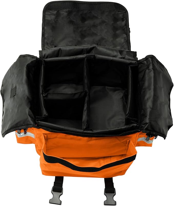 NOVAMEDIC Professional Empty Orange First Responder Bag, 17" x 9" x 7", EMT Trauma First Aid Carrier for Paramedics and Emergency Medical Supplies Kit, Lightweight and Durable