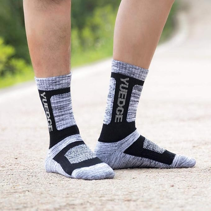 Men's Performance Cotton Moisture Wick Sports Hiking Workout Training Athletic Cushion Crew Socks For Men Size 6-13