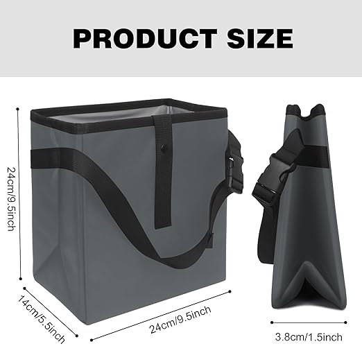Homelove Car Trash Can, Leak-Proof Waterproof Trash Bin Collapsible Portable Auto Garbage Bag Large Capacity Trashcan Storage Bag Multipurpose Car Organizer Hanging (Gray)