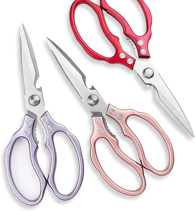 Kitchen Scissors, Heavy Duty Sharp Kitchen Shears Dishwasher Safe, Kitchen Accessories Cooking Shears for Kitchen Meat Chicken Fish Poultry Herb Bread (Rose gold)
