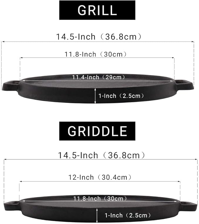 Reversible 12-Inch Double Handled Cast Iron Stovetop Grill/Griddle
