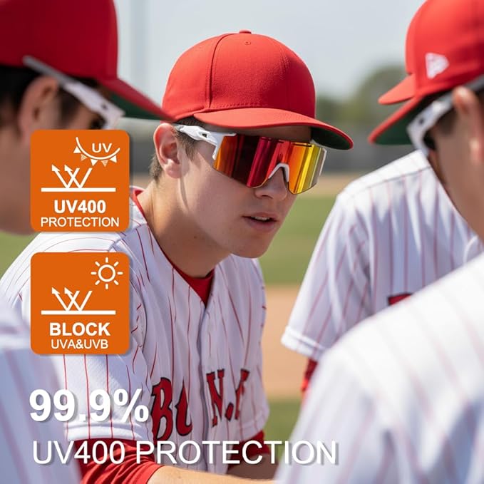 OULAIQI Cycling Sunglasses Polarized Sunglasses for Cycling Men Women with 1 Lens or 3 Interchangeable Lens Baseball Glasses