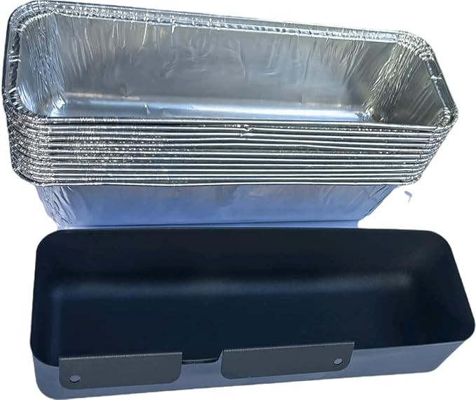 Professional 1 Pack Catch Holder & 12 Pack Grease Liners Disposable Aluminum Foil Drip Pans for Camp Chef Portable Grill (13)