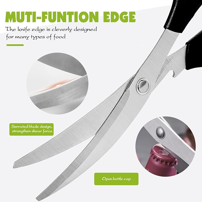 Kitchen Scissors. Korean Barbecue Scissors and Tongs Set, Kitchen Shears and Tongs for Cutting Meat, Chicken, Vegetables, Stainless Steel Multipurpose Non-slip Serrated Sharp BBQ Scissors BBQ Tongs
