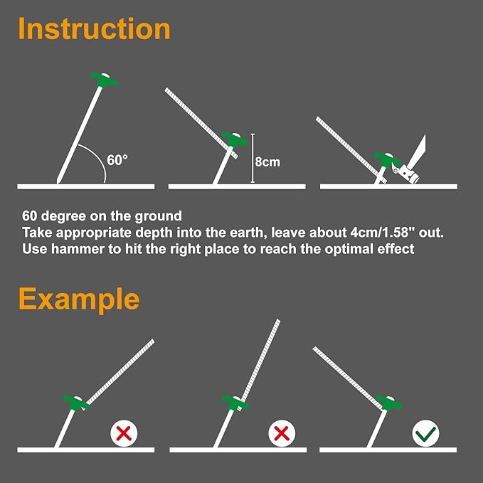 ABCCANOPY 15 Inch Tent Stakes 10 Pcs Non-Rust Metal Ground Anchors, Heavy Duty Spikes with 4 Ropes for Outdoor Camping, Green