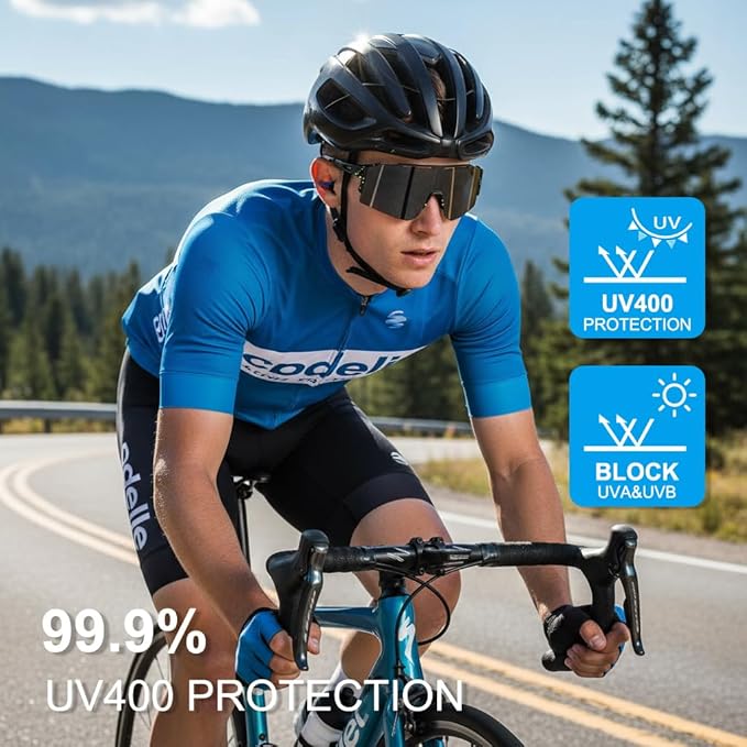 OULAIQI Cycling Sunglasses Polarized Sunglasses for Cycling Men Women with 1 Lens or 3 Interchangeable Lens Baseball Glasses