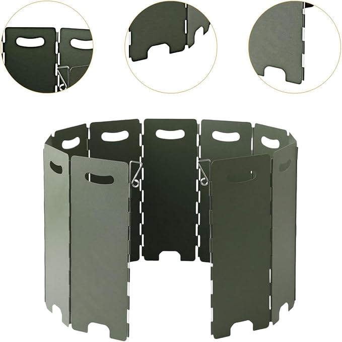Camping Burner Windscreen Wind Blocker with Carrying Bag Folding Cooker Wind Screen Burner Windshield for Camping Backpacking