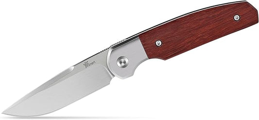 Small Folding Pocket Knife for Gift– Drop-Point Blade, Sturdy Wooden Handle with Non-Slip Grip, Deep Carry Pocket Clip – Ideal for Camping, Hunting, Hiking & EDC, Gift for Men,Women