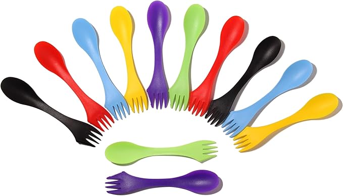 180Pcs Plastic Sporks Tritan Sporks 3 in 1 Travel Fork for Camping, Travel, Home, Restaurant (7 Inch)