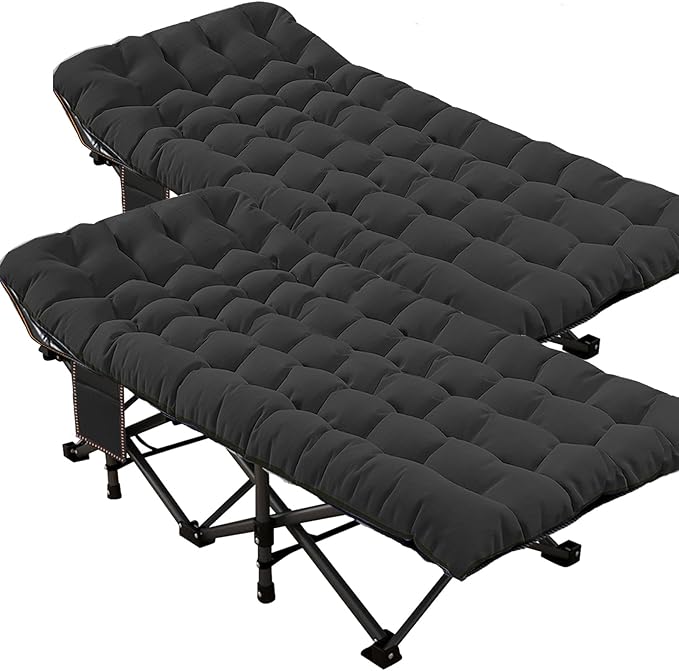 DoCred Oversized XXL Folding Camping Cot with Mattress, 2 Pack Heavy Duty Sleeping Cot Bed Portable Adults Outdoor Bed with Carry Bag, Travel Camp Cots