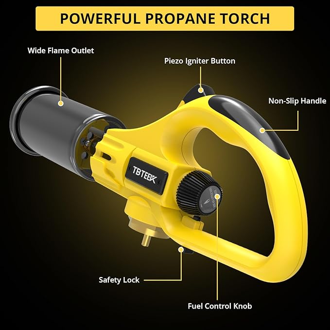TBTEEK Powerful Propane Torch Head, Sous Vide Grill Cooking Torch With Adjustable Flame, Safety Lock Charcoal Torch Lighter for BBQ, Searing Steak, Creme Brulee, Campfire (Tank Not Included)