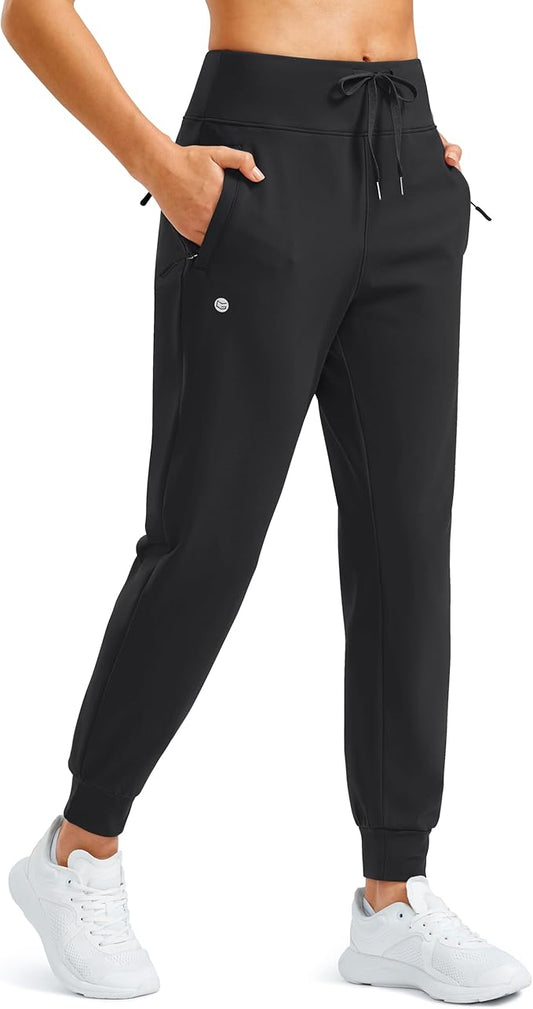 G Gradual Women's Fleece Lined Joggers Water Resistant Hiking Pants High Waisted Winter Thermal Sweatpants 3 Zipper Pockets