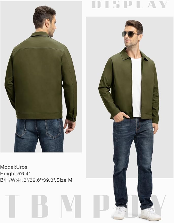 TBMPOY Men's Lightweight Jackets Casual Windbreaker Stylish Light Fall Spring Golf Work Dress Business