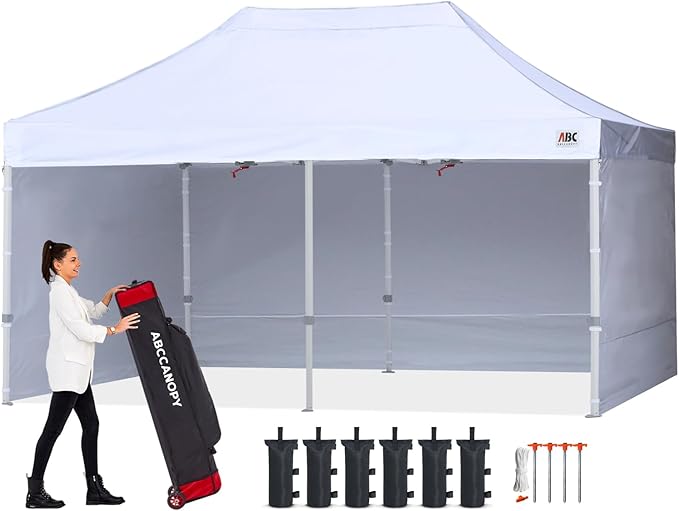 ABCCANOPY Easy Pop Up Canopy Tent with Sidewalls 10X20 Commercial -Series,White
