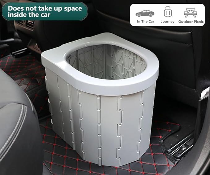 Portable Foldable Camping Toilet for Home, Car, and Camping (Model B) Including 5 Heavy-duty Garbage Bags and 1 Foldable Organizer Bag