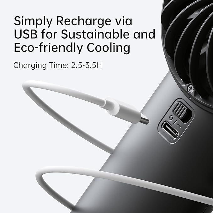 JISULIFE Handheld Fan Life4, 5000mAh Portable Rechargeable Fan, 5-Speed Turbo Wind, 17.5 Hrs Cooling, LED Display, Gifts for Men/Women, Essential for Travel,Beach,Vacation,Makeup,Concerts,Cruise-Black