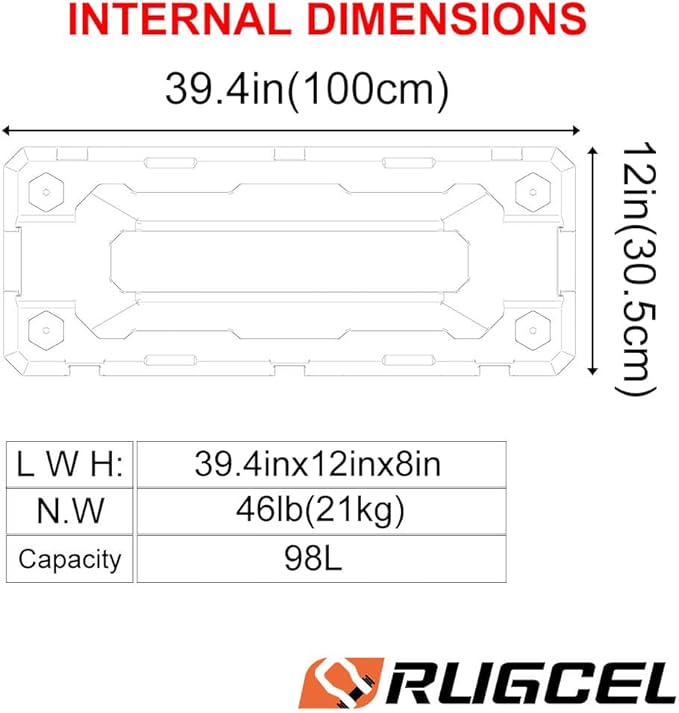 RUGCEL 98L Off-Road Storage Case - 90 Quart Waterproof Dry Box for Overland Trips, Car Camping & Roof Gear Storage