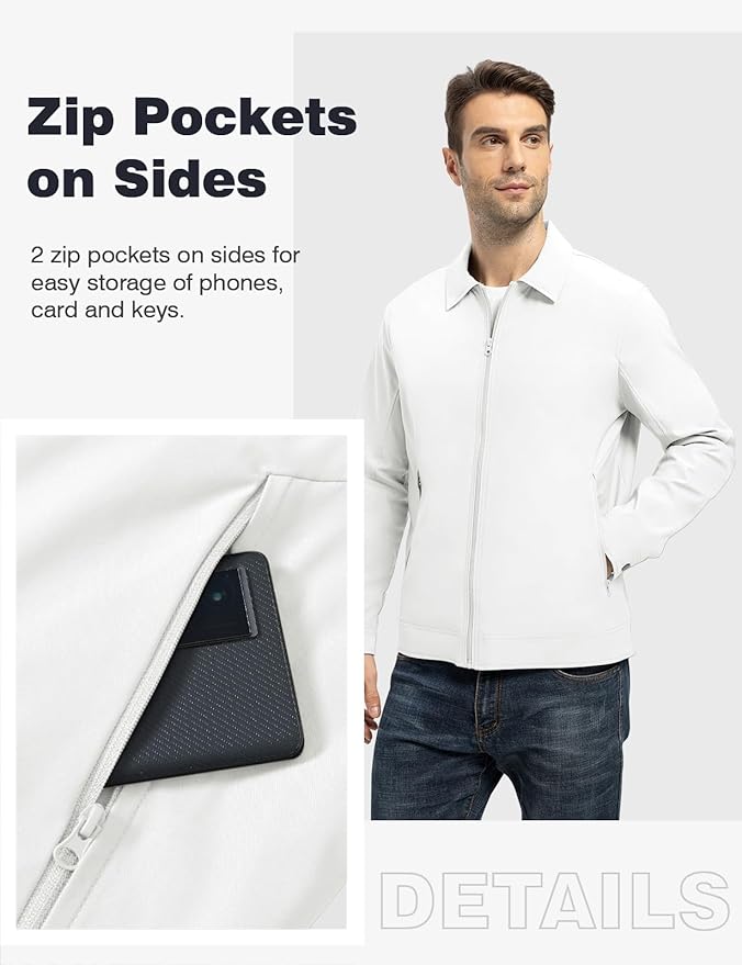 TBMPOY Men's Lightweight Jackets Casual Windbreaker Stylish Light Fall Spring Golf Work Dress Business