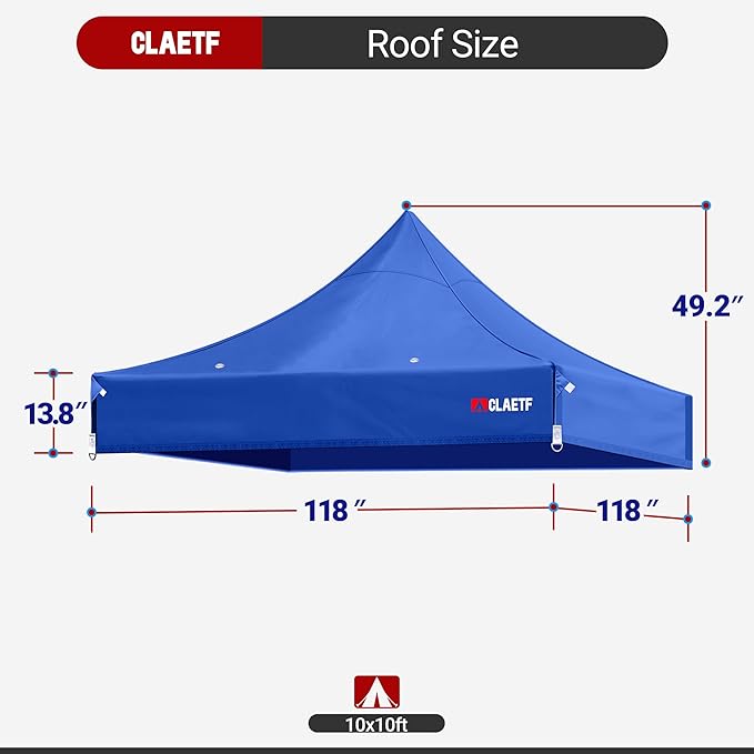 10x10 Canopy Replacement Top for Pop Up Canopy Tent - 4 Drainage Holes,10x10ft Canopy top Suitable for Most of The Standard Canopy(top only) (Blue)