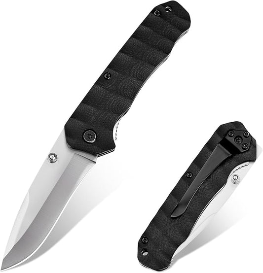 Pocket Knife Upgrade G10 Handle - Lightweight EDC, Folding Knives High Carbon Stainless Steel Blade, Camping Folding knives with Liner Lock for Fishing, Hunting, and Hiking
