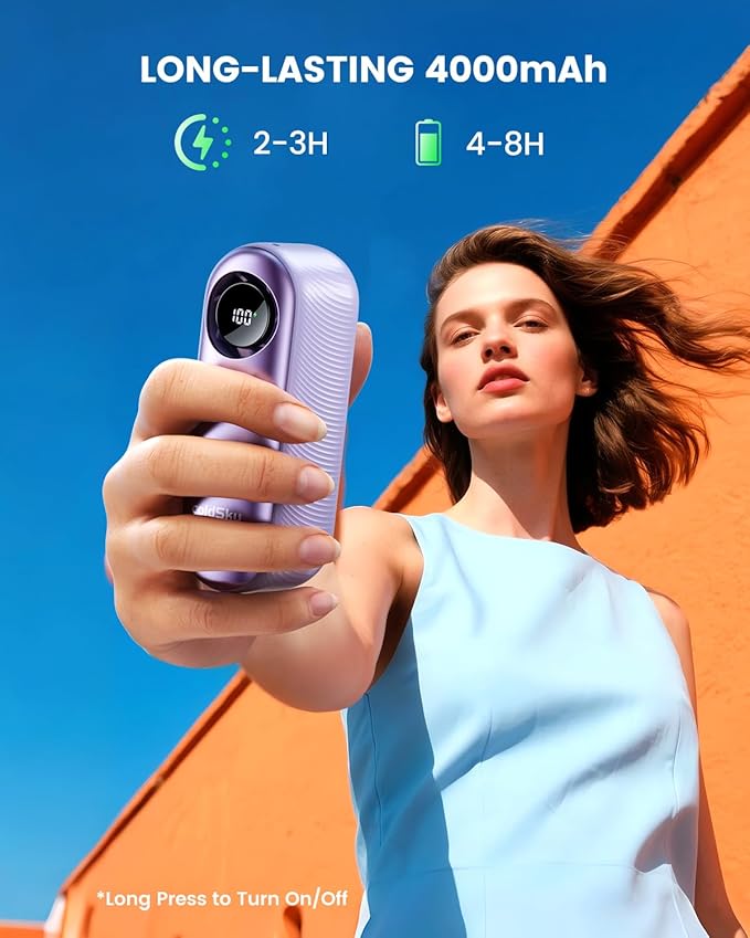 coldSky Portable Handheld Turbo Fan,1-100 Adjustable Speed Personal Fan,4000mAh Rechargeable Mini Fans,16,000 RPM Small Fans Portable Cooling For Women Travel Camping Outdoor