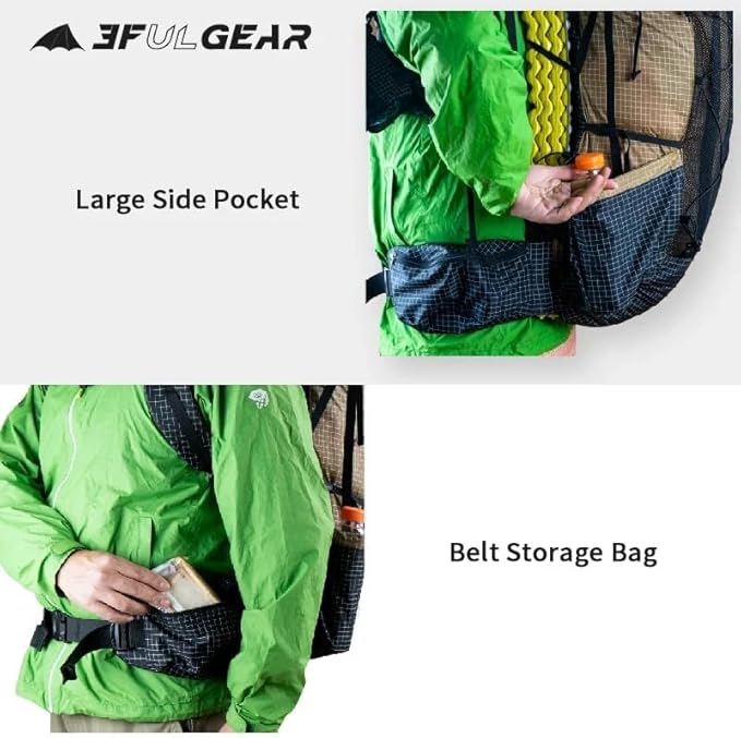 3F UL GEAR QiDian Pro UL 46+10L Backpack Outdoor Climbing Bag Camping Hiking Bags UHMWPE ultralight (Khaki)