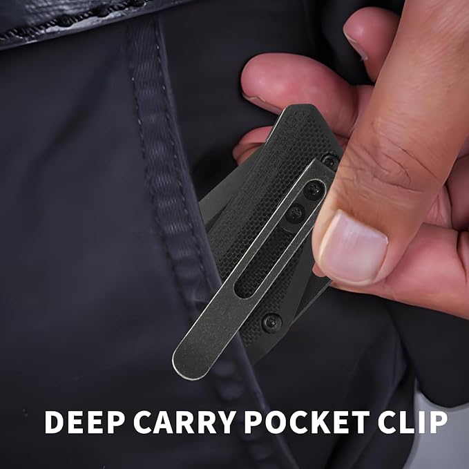ThundeForged Camping Folding Knife - EDC Folding Knife with Crossbar Lock,14C28N Steel Blade, Black G10 Handle Lightweight Tactical Pocket Knife for Camping Outdoor Survival Hiking
