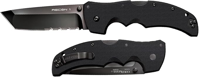 Cold Steel Recon 1 4" S35VN Razor-Sharp Blade 5.375" G-10 Handle Tactical Folding Knife w/Tri-Ad Lock, Ambidextrous Pocket/Belt Clip