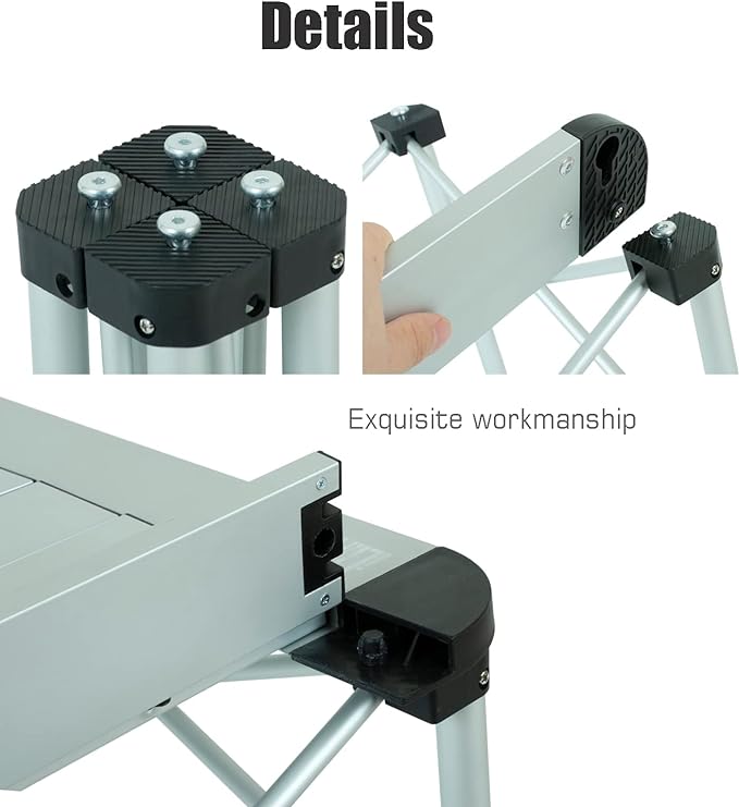 iClimb Lightweight Stable Alu. Folding Square Table Roll Up Top with Carry Bag for Camping Picnic Backyards BBQ Camp Kitchen (Black, S)