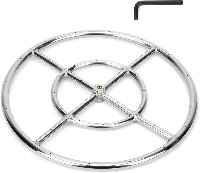 Stanbroil 18 Inch Round Fire Pit Burner Ring for Natural Gas & Propane - 304 Stainless Steel for Indoor & Outdoor Fireplace, BTU 147,000 Max