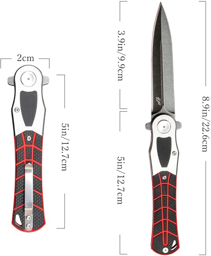 Eafengrow EF970 Folding Knife D2 Steel Blade G10 Handle EDC Tool Knife for Working Camping Hiking (Black)