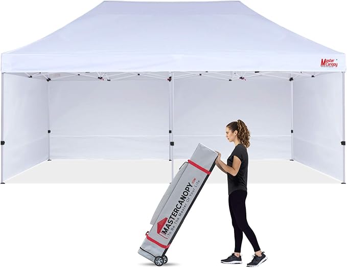 MASTERCANOPY Heavy Duty Pop-up Canopy Tent with Sidewalls (10x20,White)