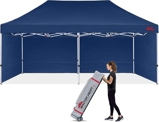 MASTERCANOPY Heavy Duty Pop-up Canopy Tent with Sidewalls (10x20,Navy Blue)