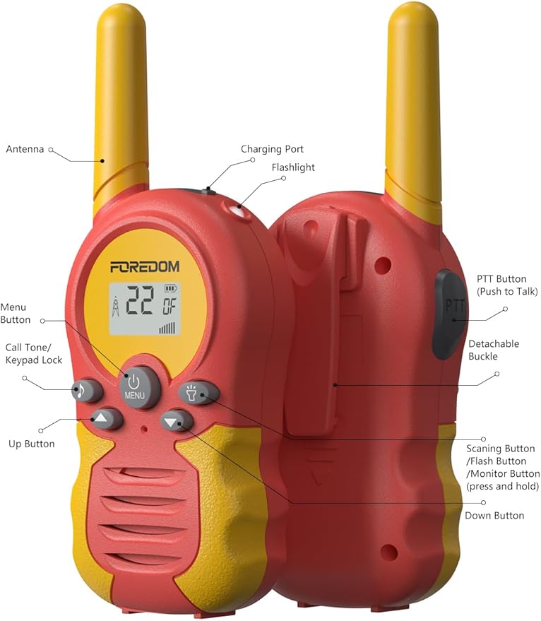 FOREDOM Rechargeable Walkie Talkies for Kids Walkie Talkies Long Range for Boy & Girl Age 3 to 12 Year Old Birthday Toys - 3 Pack