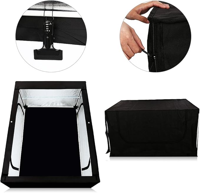 Professional Large Photo Light Box Photography Studio 47"x32"x63" LED Dimmable Shooting Tent Continuous Lighting Cube Softbox for Portrait Clothing Photography with 3 Color Backdrops