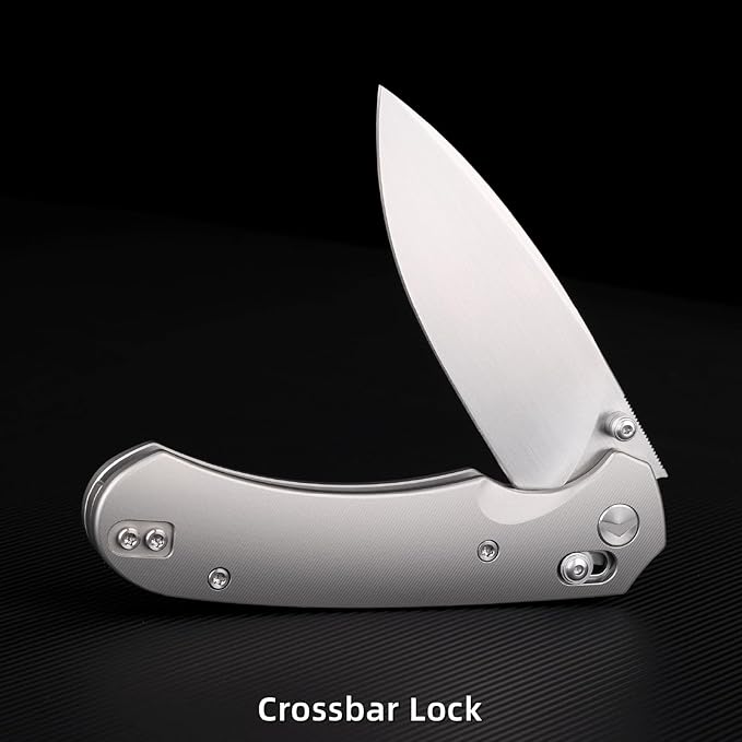 Folding Pocket Knife,3.31” M390 Blade,Erogonomic Titanium Handle,Hunting Survival Knife,EDC Knife for Hunting Camping Survival Outdoor Fishing Hiking(Grey)