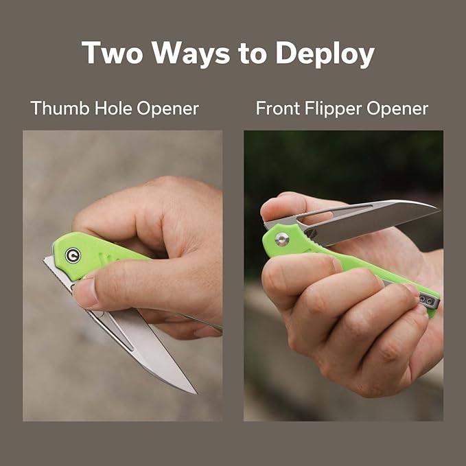 CIVIVI Guile Pocket Knife, Folding Knife for EDC, 3.25" Swedish 14C28N Blade G10 Handle with Reversible Deep-Carry Clip C24062B-2 (Fluorescent Green)