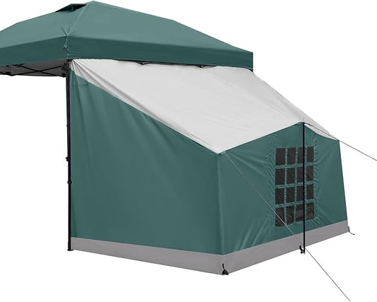 KAMPKEEPER Side Tent for 10 x 10 ft Pop Up Canopy, Easy Setup Gazebo Attachment, Camping Tent Green (Canopy and Bracket NOT Included)