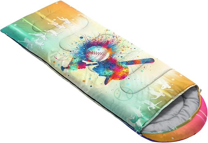 Kids Sleeping Bag for Boys Girls,Checkerboard Cat Print-Lightweight Warm Portable Outdoor Indoor-Waterproof Cold Weather Resistant Sleeping Bag for Camping Hiking