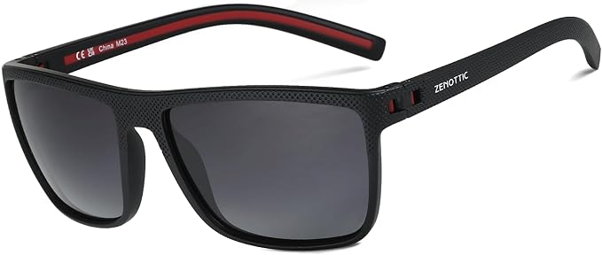 ZENOTTIC Polarized Sunglasses for Men Lightweight TR90 Frame UV400 Protection Square Sun Glasses