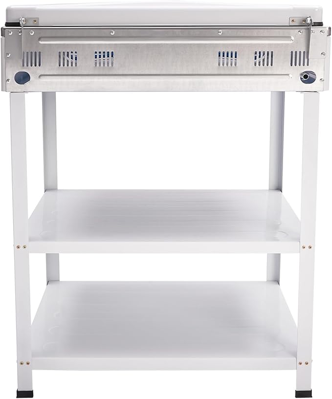 Natural Gas Stove, Outdoor 5-Burner Stove, Portable Natural Gas Stove with 2 Placement Boards and Windshield for Outdoor Camping, Fishing, RV Travel (White)