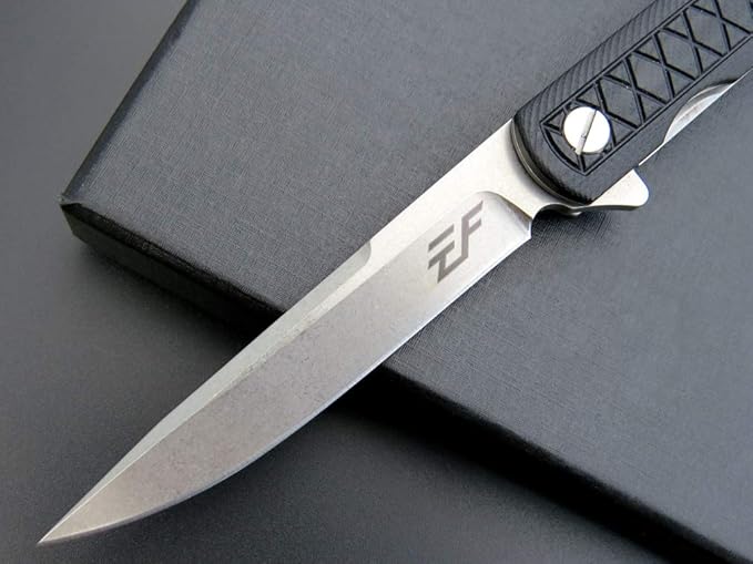 Eafengrow EF16 Folding Knife Flipper Ball Bearing Point D2 Blade G10 Handle with Pocket Clip Everday Carry Pocket Knife Liner Lock Camping Tactical Outdoor Multitool (Black)