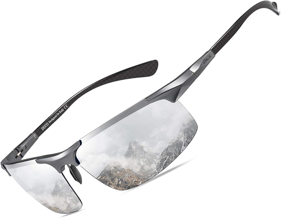 DUCO Mens Sunglasses Polarized Sports Fishing Running Driving Carbon Fiber Sunglasses for Men UV400 Protection DC8277