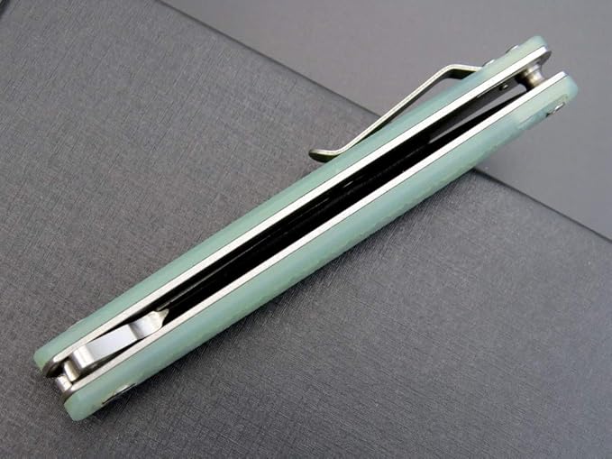 Eafengrow EF16 Folding Knife Flipper Ball Bearing Point D2 Blade G10 Handle with Pocket Clip Everday Carry Pocket Knife Liner Lock Camping Tactical Outdoor Multitool (Jade)