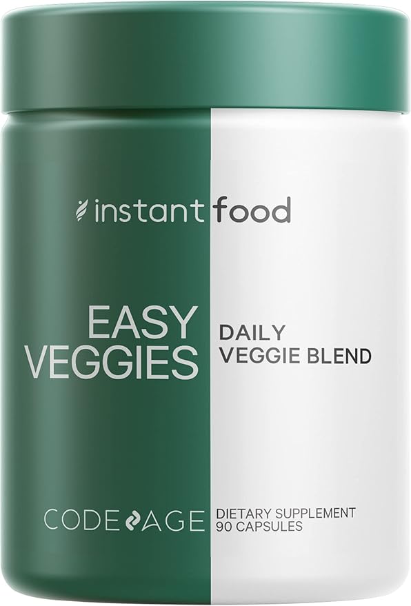 Codeage Instantfood Easy Veggies + Fast Fruits Vitamins Bundle, 30+ Daily Vegetables & Fruits Powders, Whole Food Green, Multivitamin, Fibers, Vegan Superfood Minerals Supplement - 180 Capsules